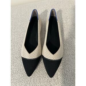 NWOT Rothy's The Pointed Toe Tuxedo Flats Plant Cream Off White 9 1/2 9.5 Shoes